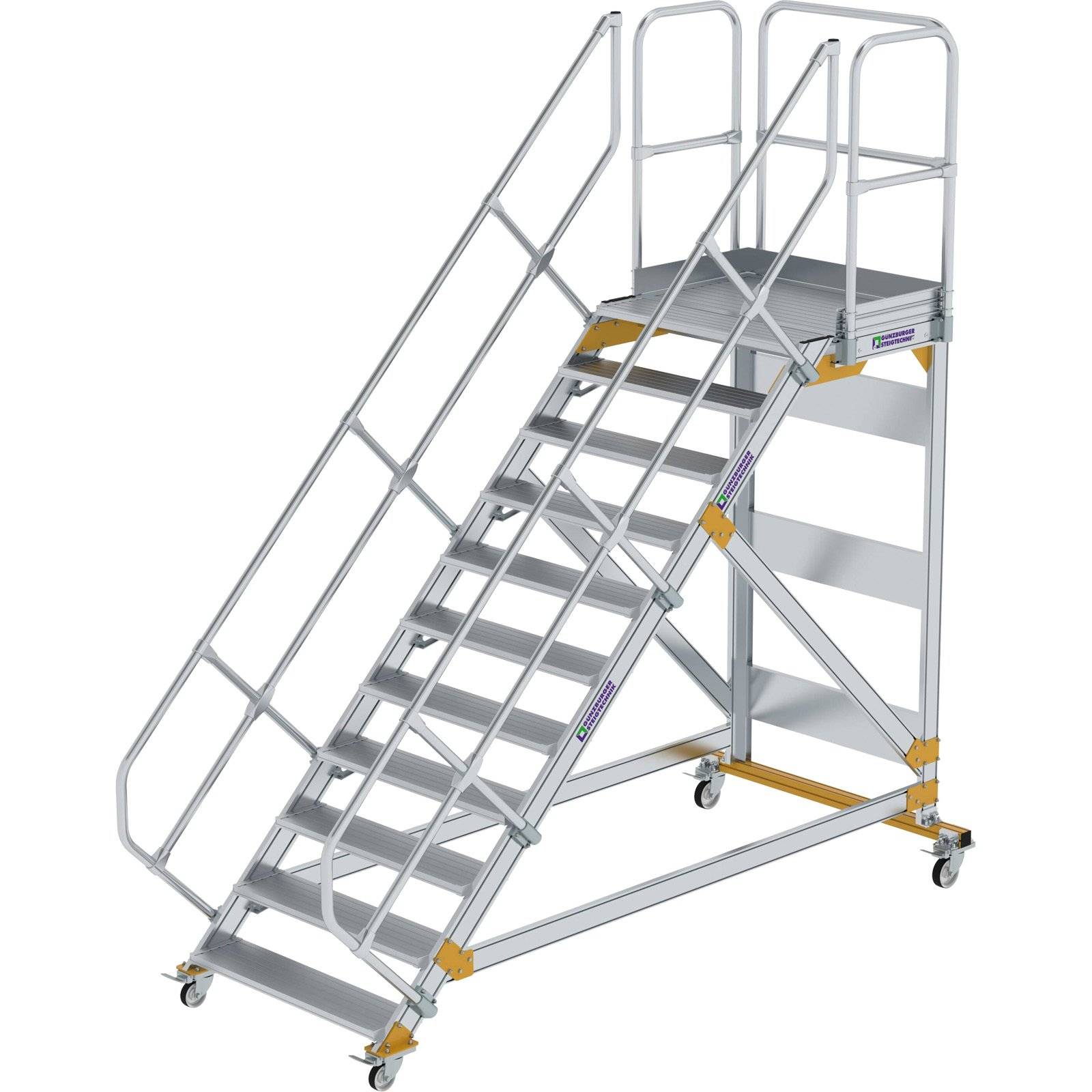 Günzburger Alu-Plattform-Treppe, 11 St. fahrbar, 45 Grad