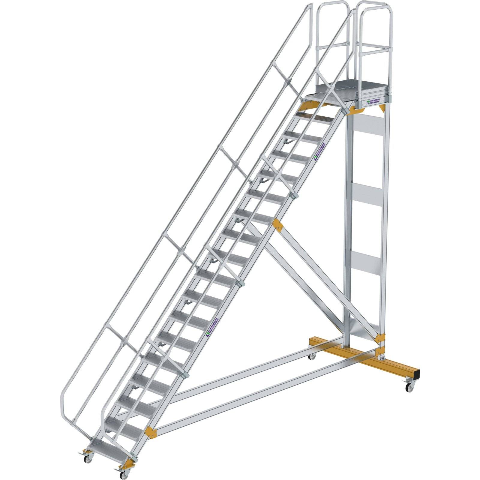 Aluminium-Plattformtreppe fahrbar 45°<br>300778