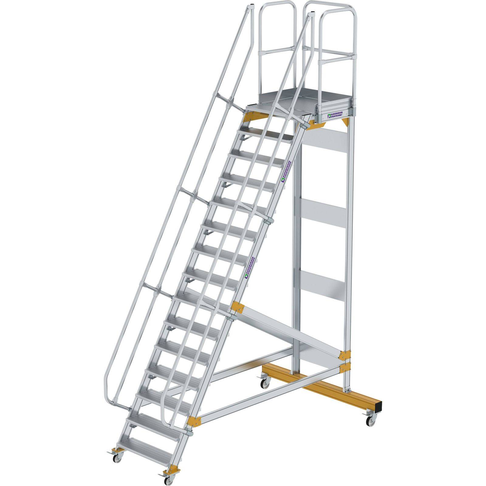 Aluminium-Plattformtreppe fahrbar 60° 15 Stufen<br>300735