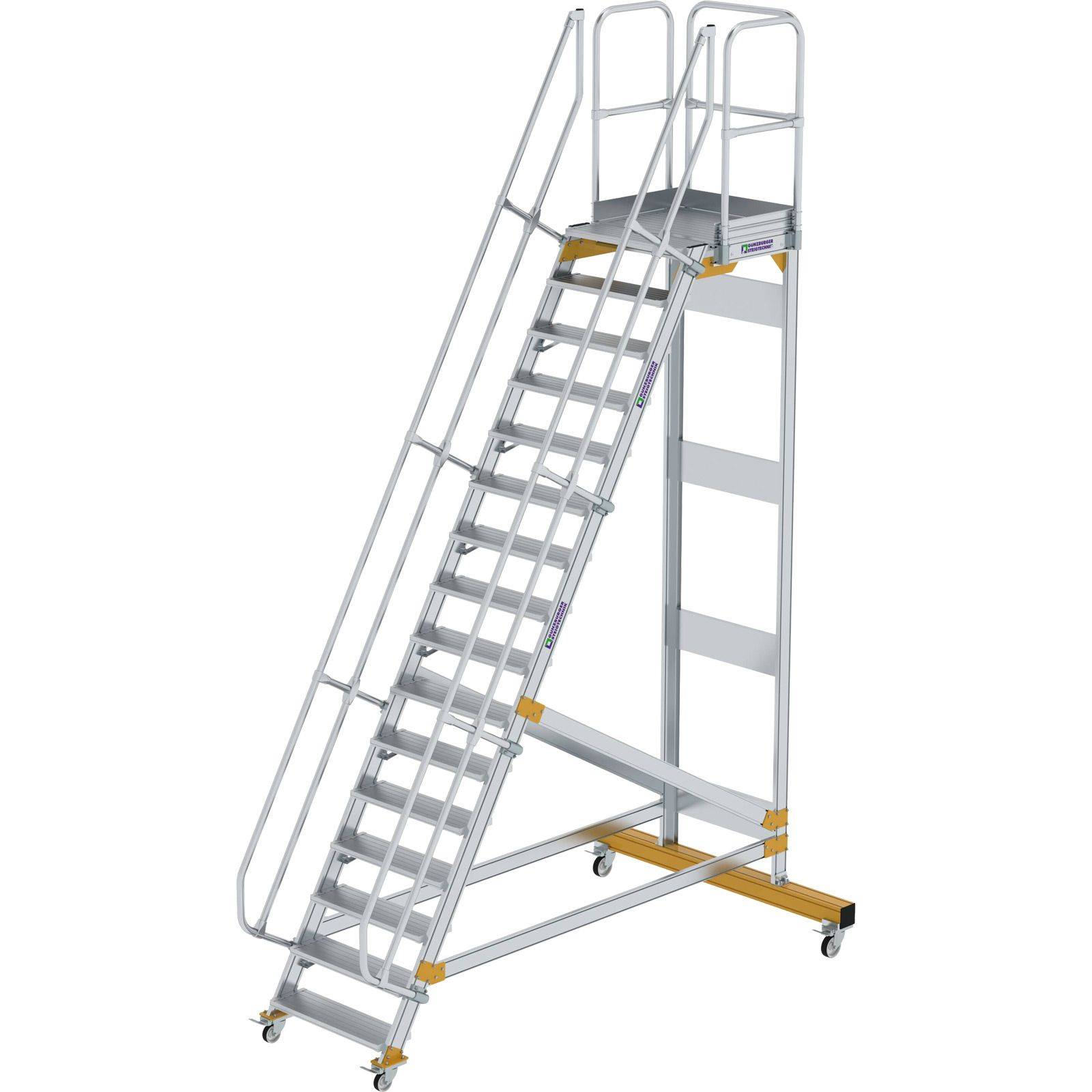 Aluminium-Plattformtreppe fahrbar 60° 16 Stufen<br>300736