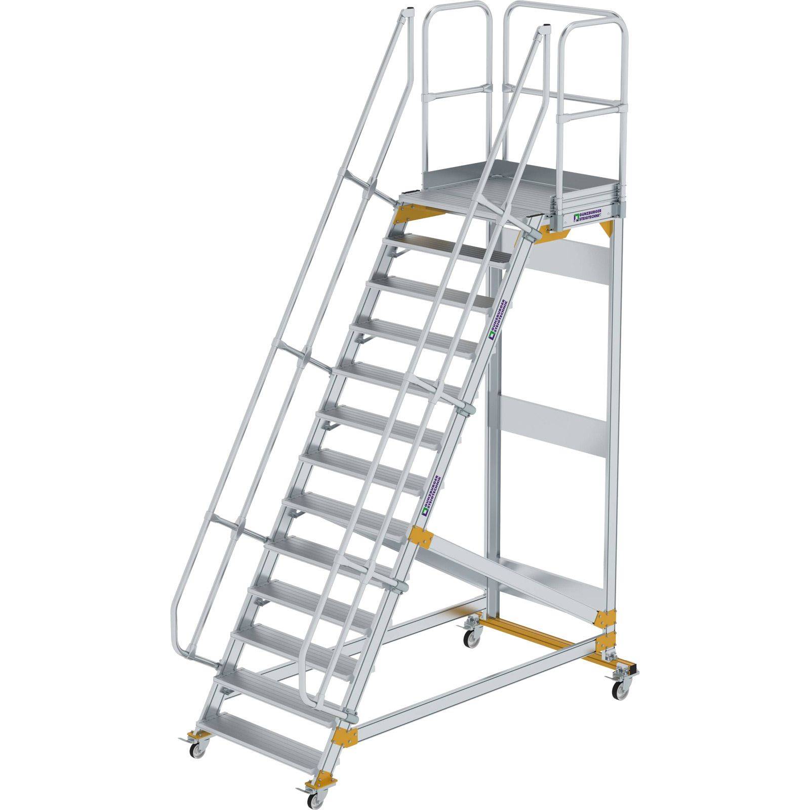 Aluminium-Plattformtreppe fahrbar 60° 13 Stufen<br>300753