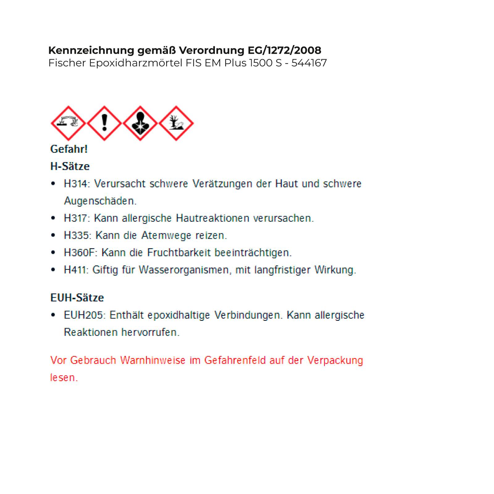 Fischer Epoxidharzmörtel FIS EM Plus 1500 S - 544167