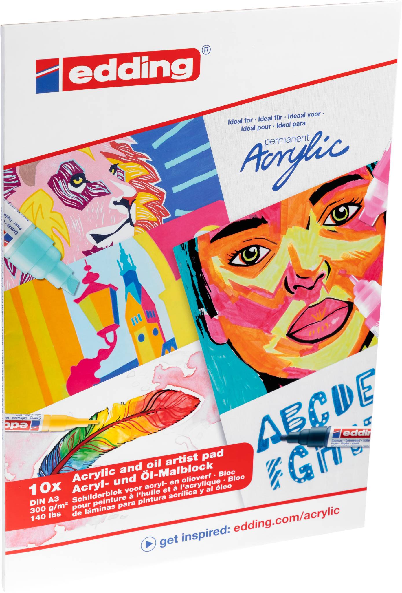 edding 30010 Acryl- und Ölmalblock A4 10 Blatt weiß
