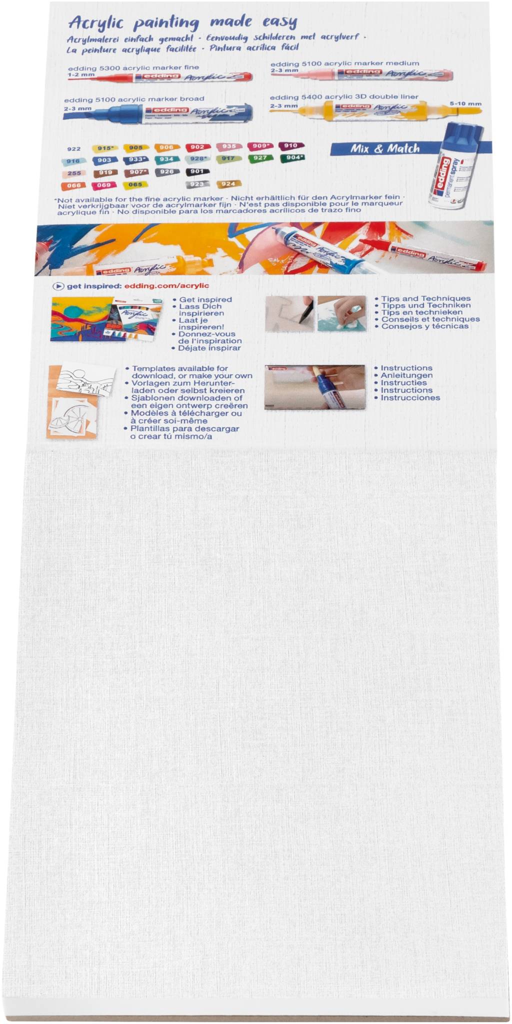 edding 30010 Acryl- und Ölmalblock A3 10 Blatt weiß