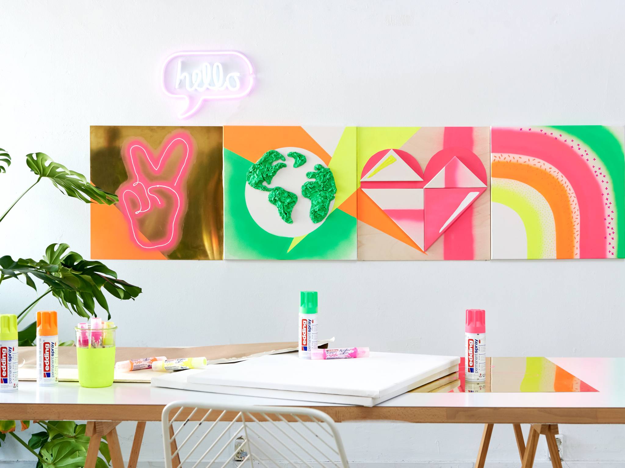 edding 5200 Permanentspray Premium Acryllack neonorange matt DE-FR-IT