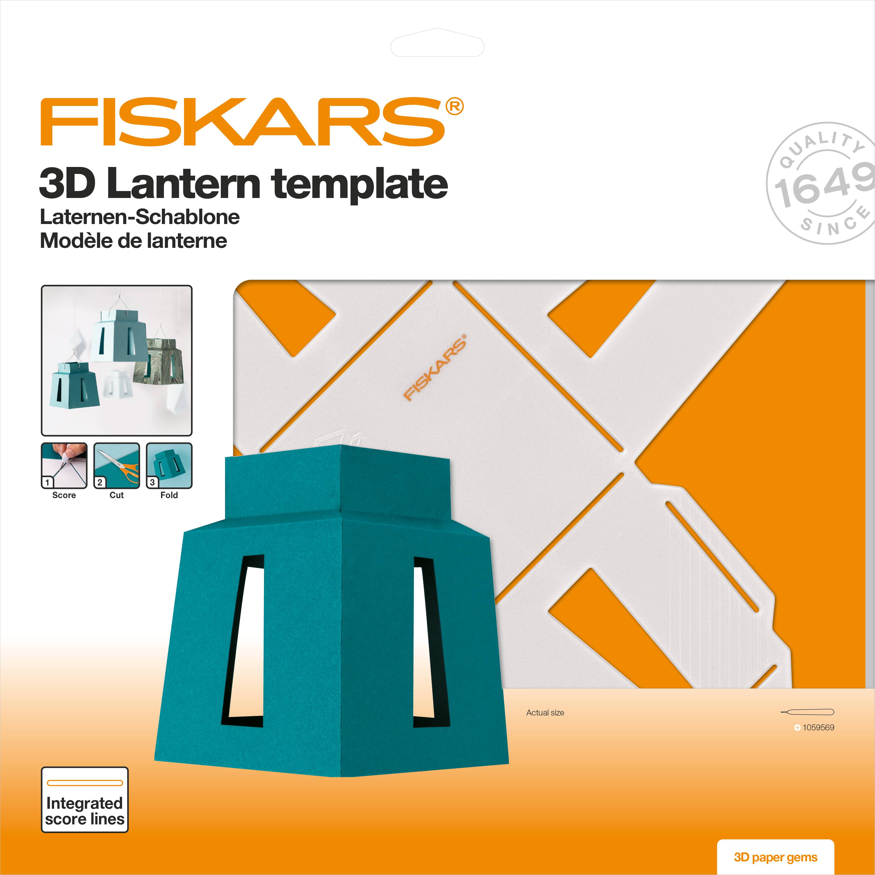 Fiskars 1059568 3D Papier-Juwel Laternen-Schablone Weiß
