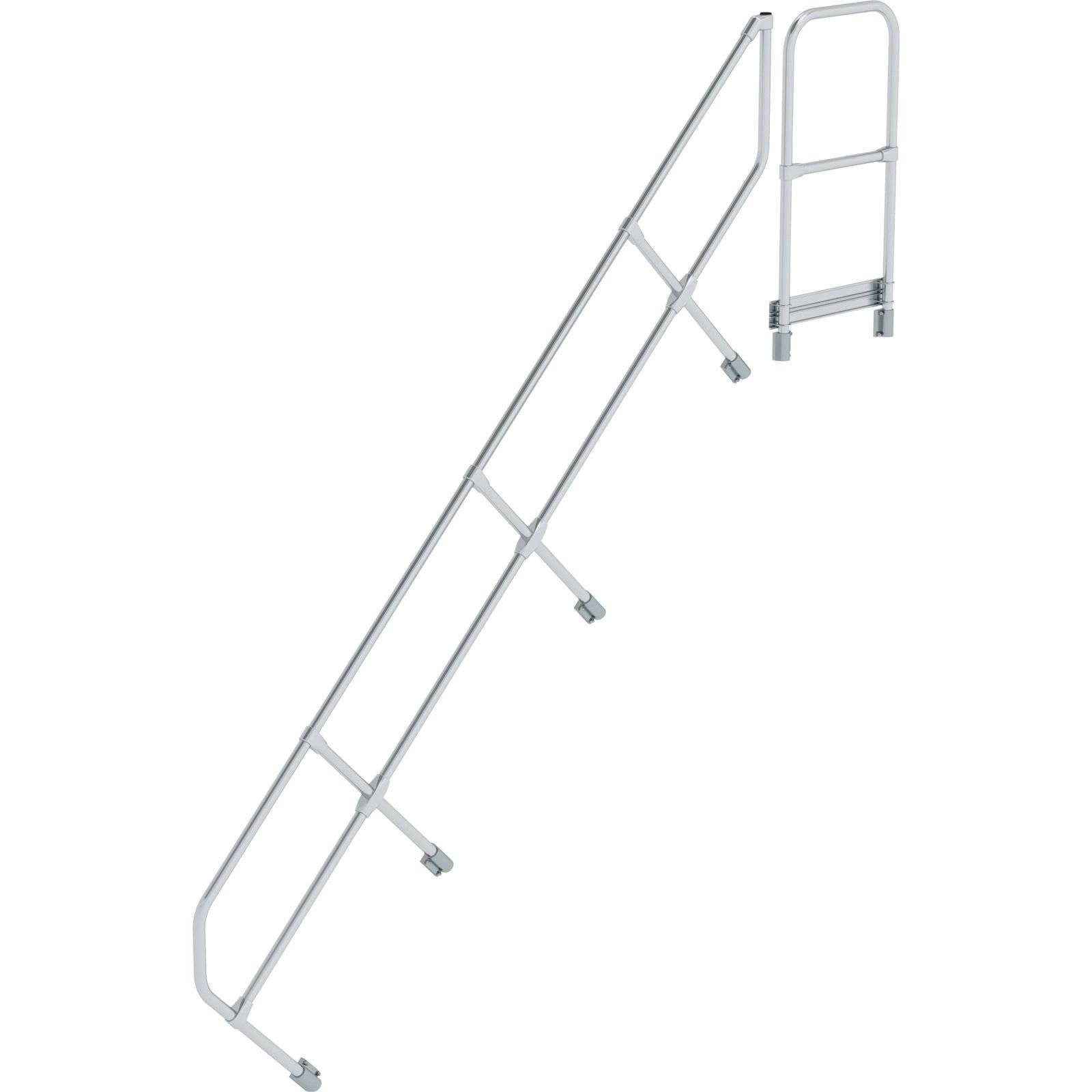 Treppe mit Plattform 45° zweiter Handlauf für 11 Stufen Neigung 45°