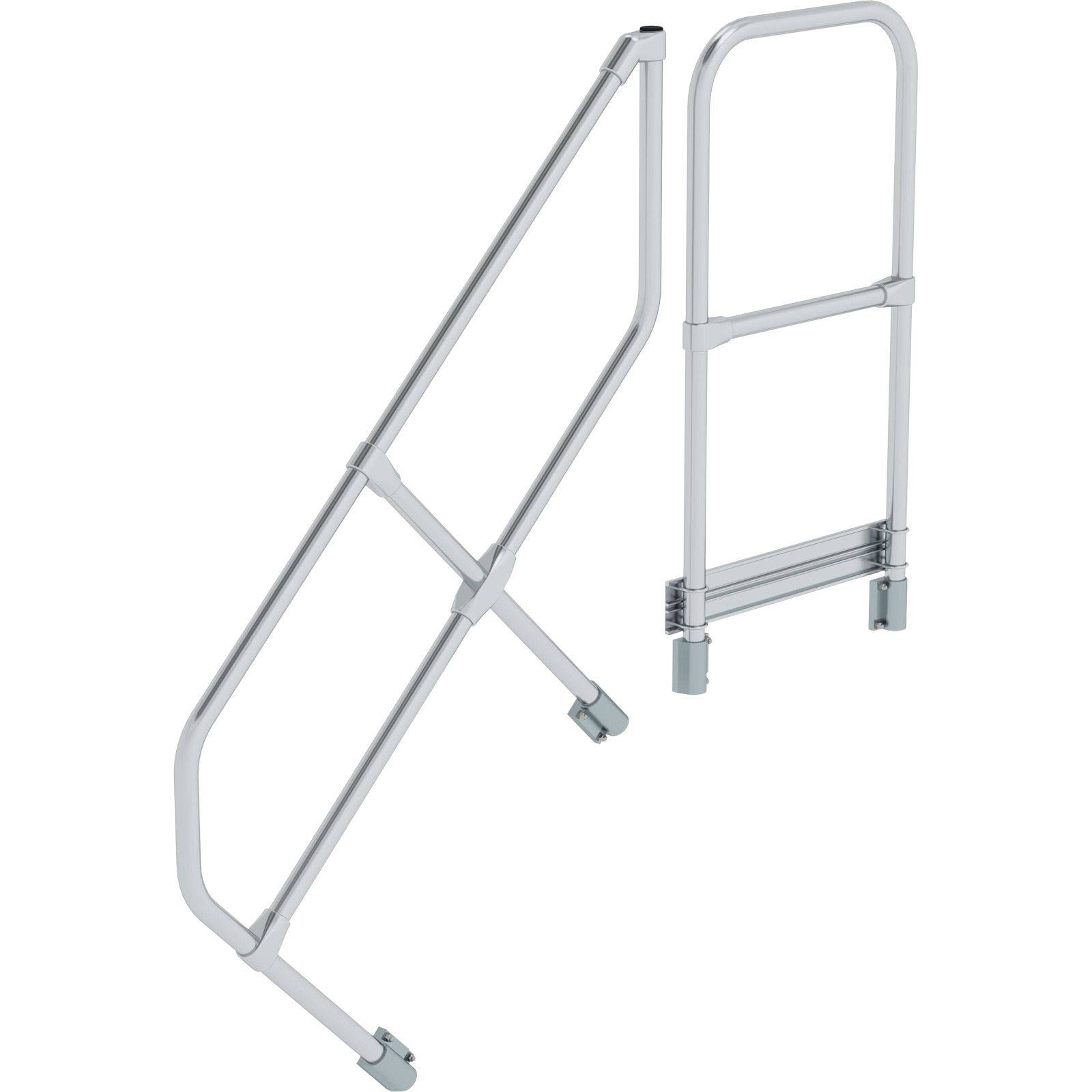 Treppe mit Plattform 45° zweiter Handlauf für 4 Stufen Neigung 45°