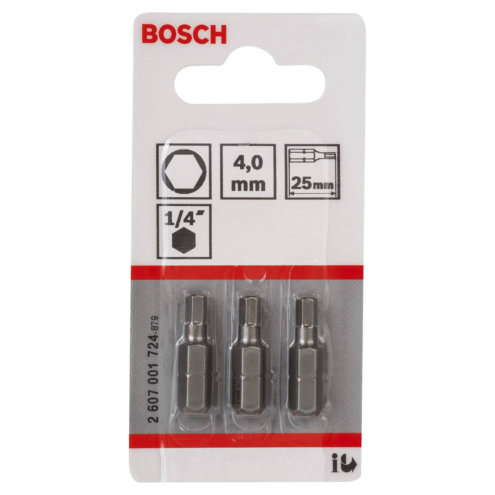 Schrauberbit Extra-Hart, HEX 4, 25 mm, 3er-Pack