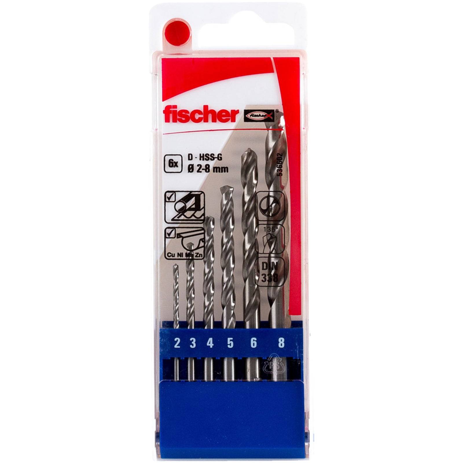 Fischer Metallbohrer-Set HSS-G 2 - 8 mm 6 tlg. - 536602