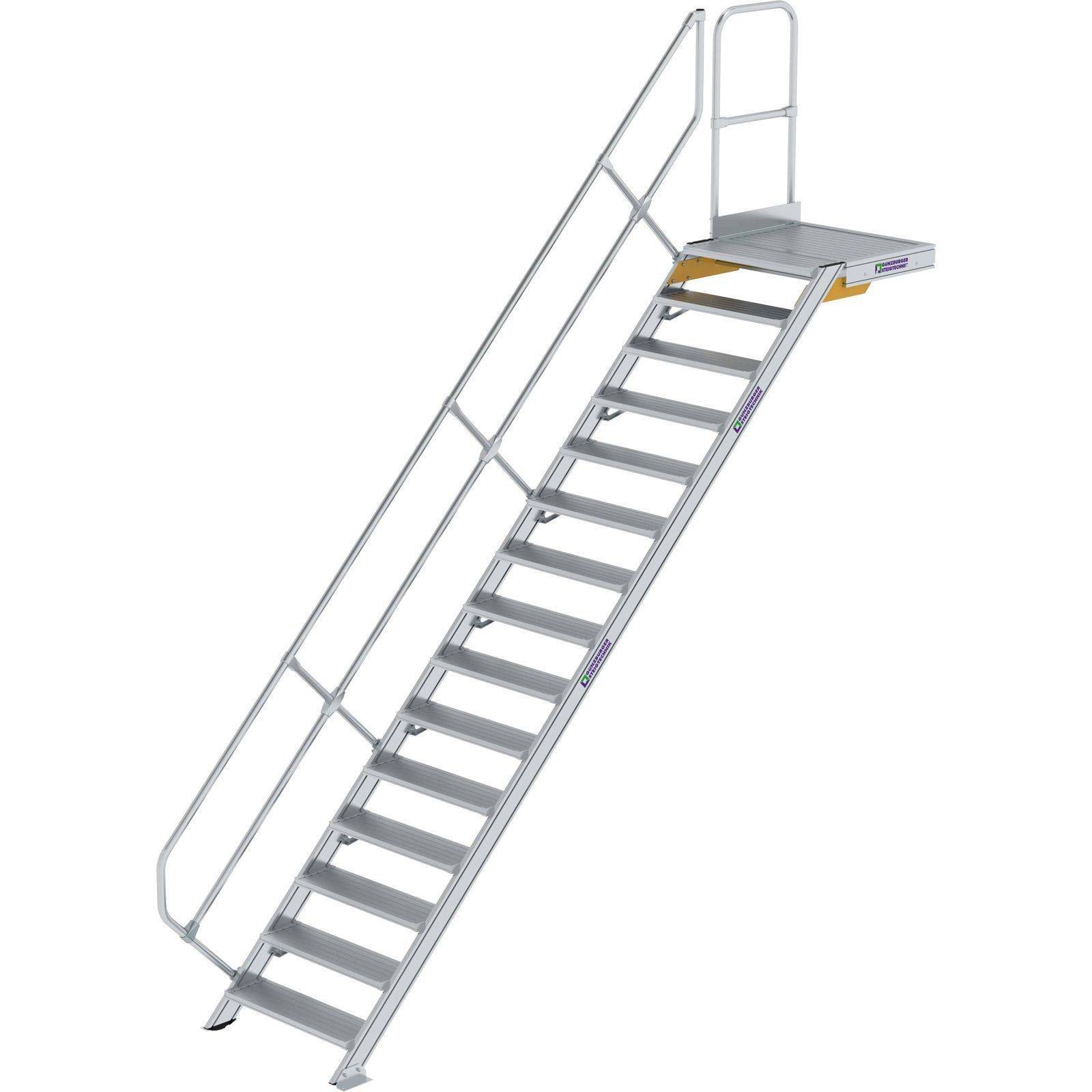 Aluminium-Treppe mit Plattform 45° 15Stufen<br>300455