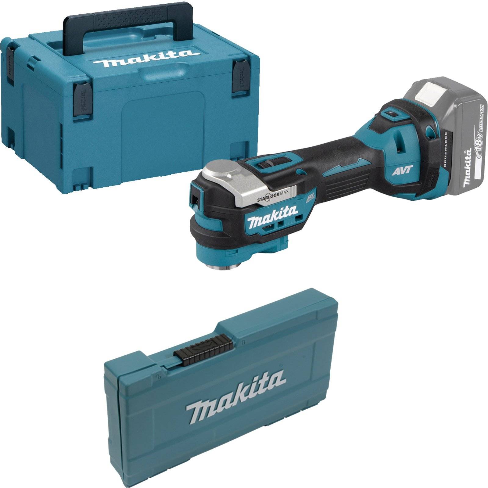 Makita DTM 52 ZJX2 Akku Multifunktionswerkzeug 18 V Starlock Max Brushless + 43 tlg. Zubehörset + Makpac