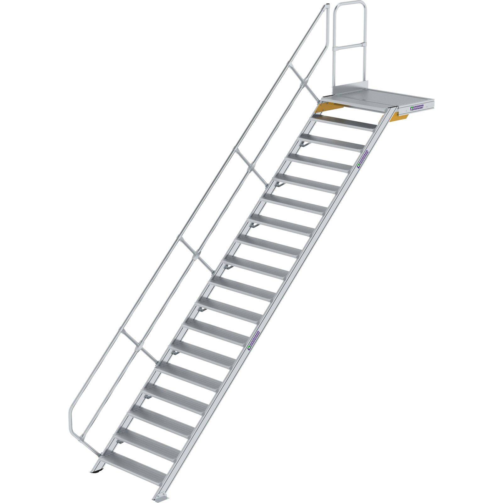 Aluminium-Treppe mit Plattform 45° 18Stufen<br>300478