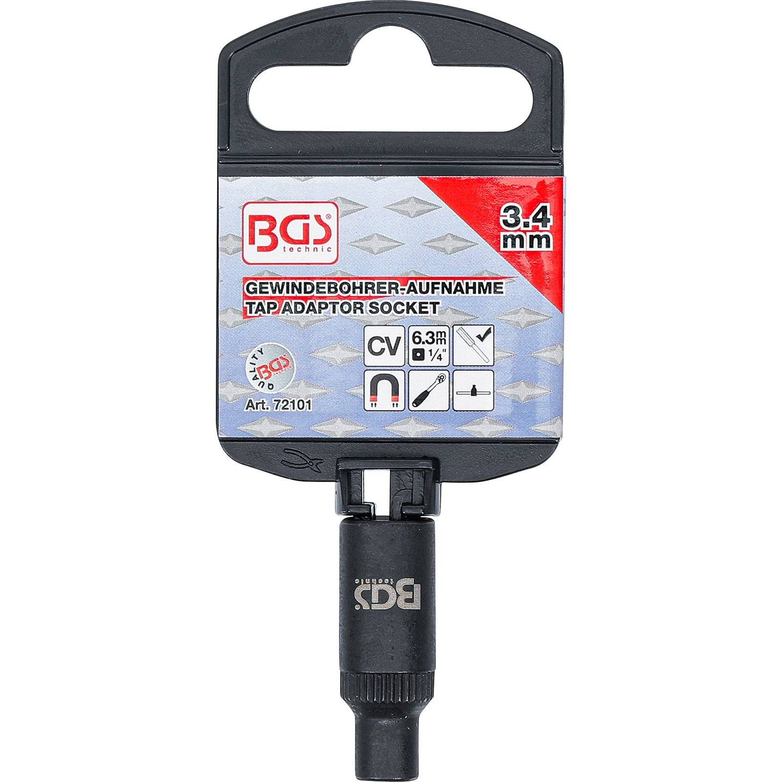 Gewindebohrer-Aufnahme-Steckschlüssel-Einsatz 6,3 mm (1/4") 3,4 mm