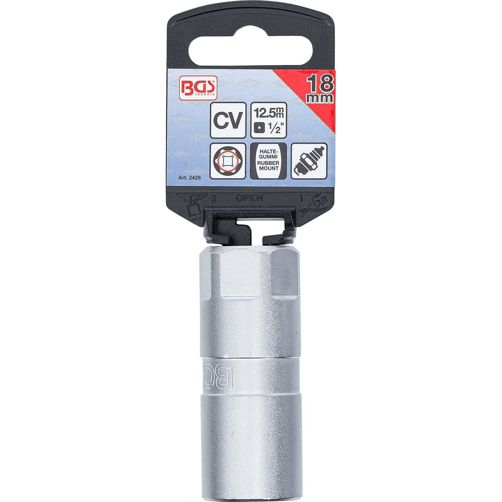 Zündkerzen-Einsatz Sechskant Antrieb Innenvierkant 12,5 mm (1/2") SW 18 mm