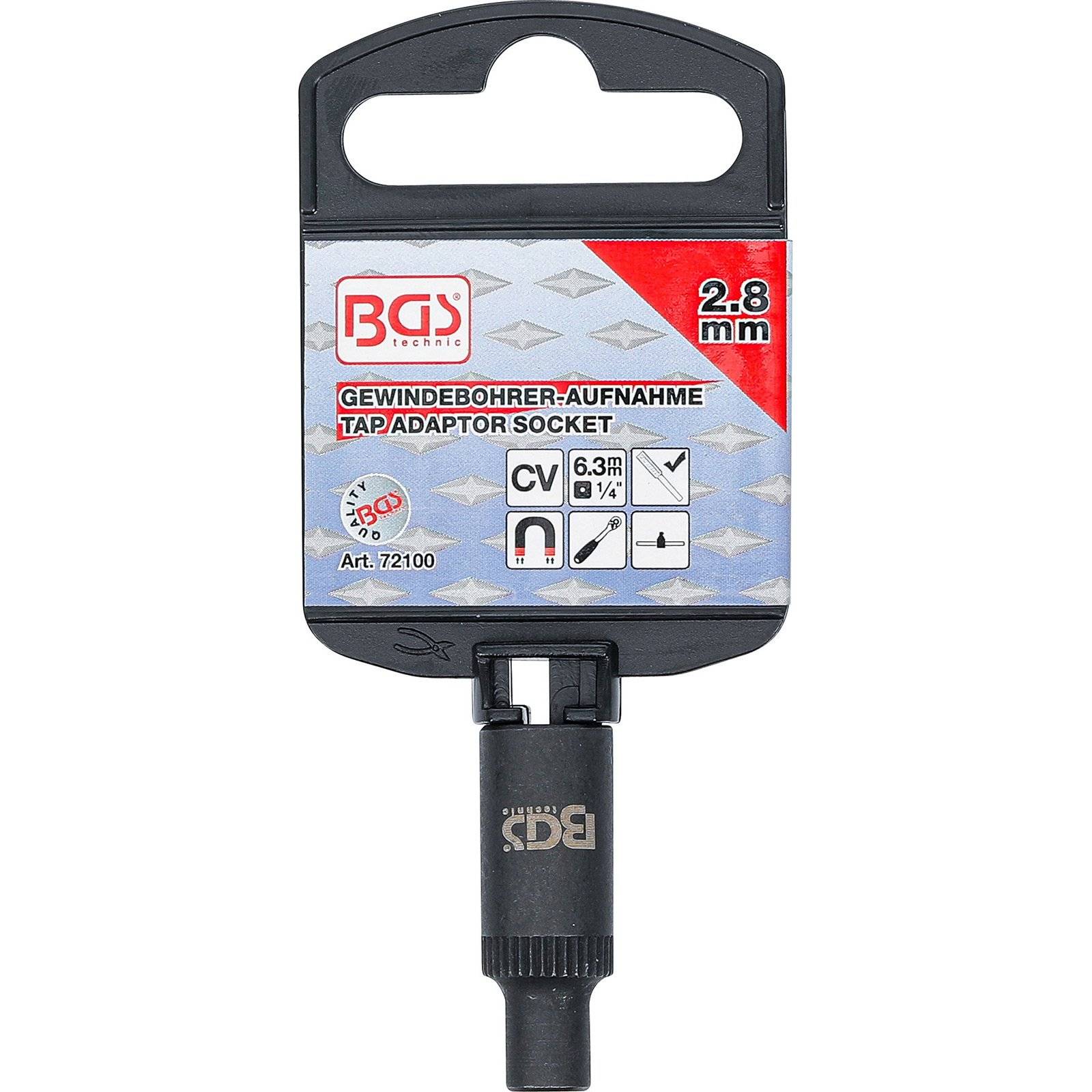 Gewindebohrer-Aufnahme-Steckschlüssel-Einsatz 6,3 mm (1/4") 2,8 mm