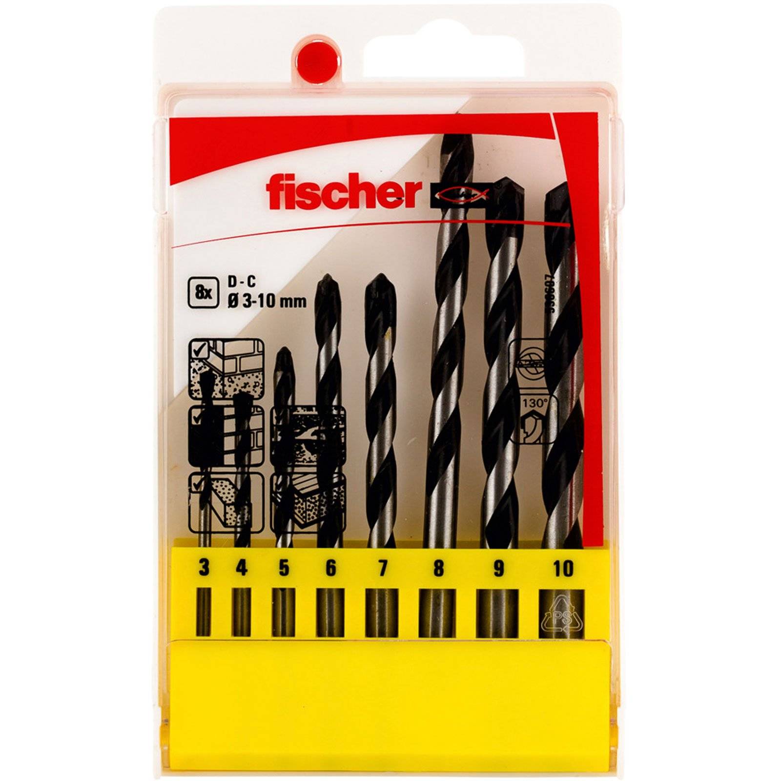 fischer 536607, Rotationshammer, 1 cm, Porenbeton, Beton, Kalkstein, Mauerwerk, Naturstein, 1