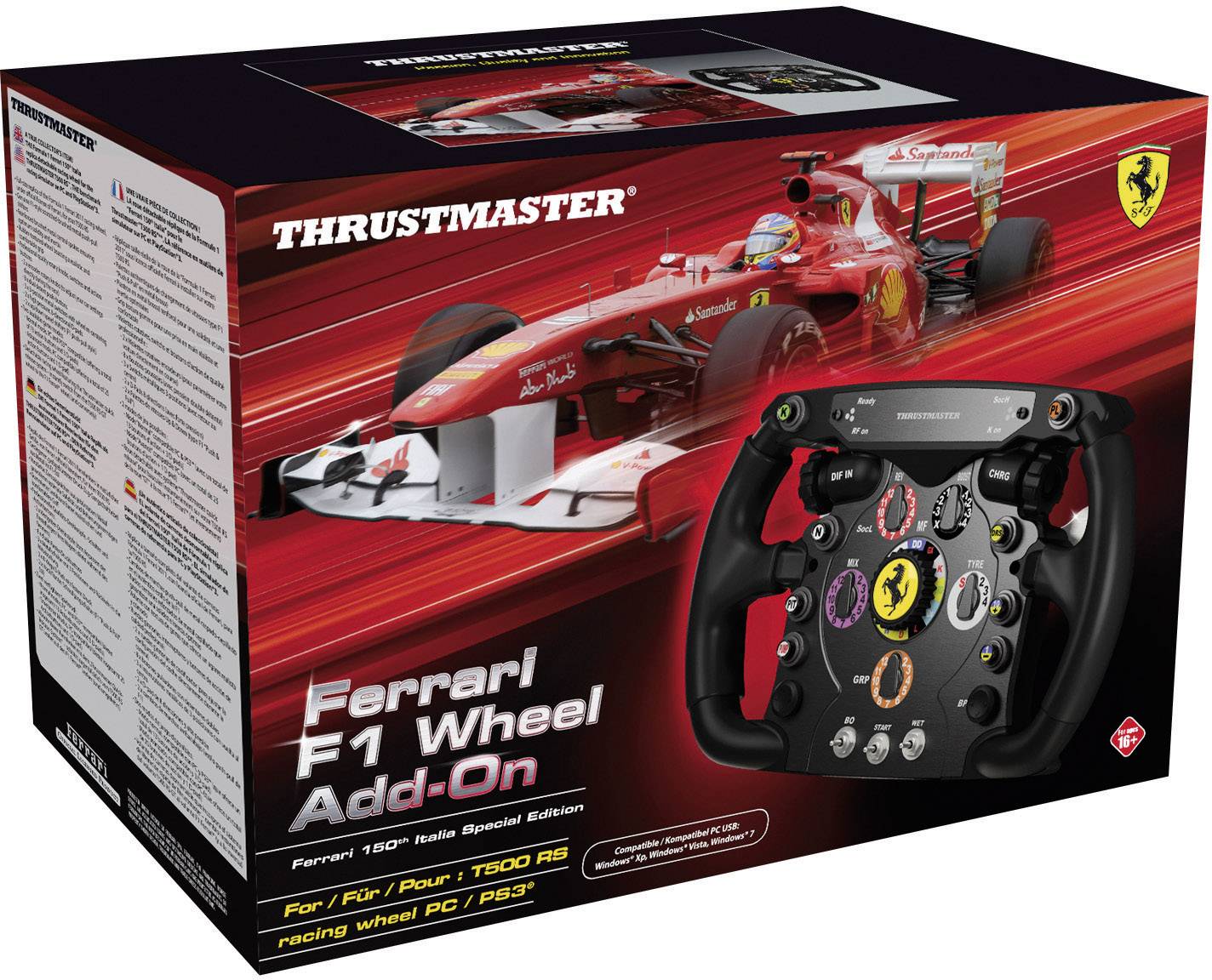 Thrustmaster Ferrari® F1 Wheel Add-On T500 RS Lenkrad USB PC, PlayStation 5, PlayStation 4, PlayStation 3, Xbox One Schwarz