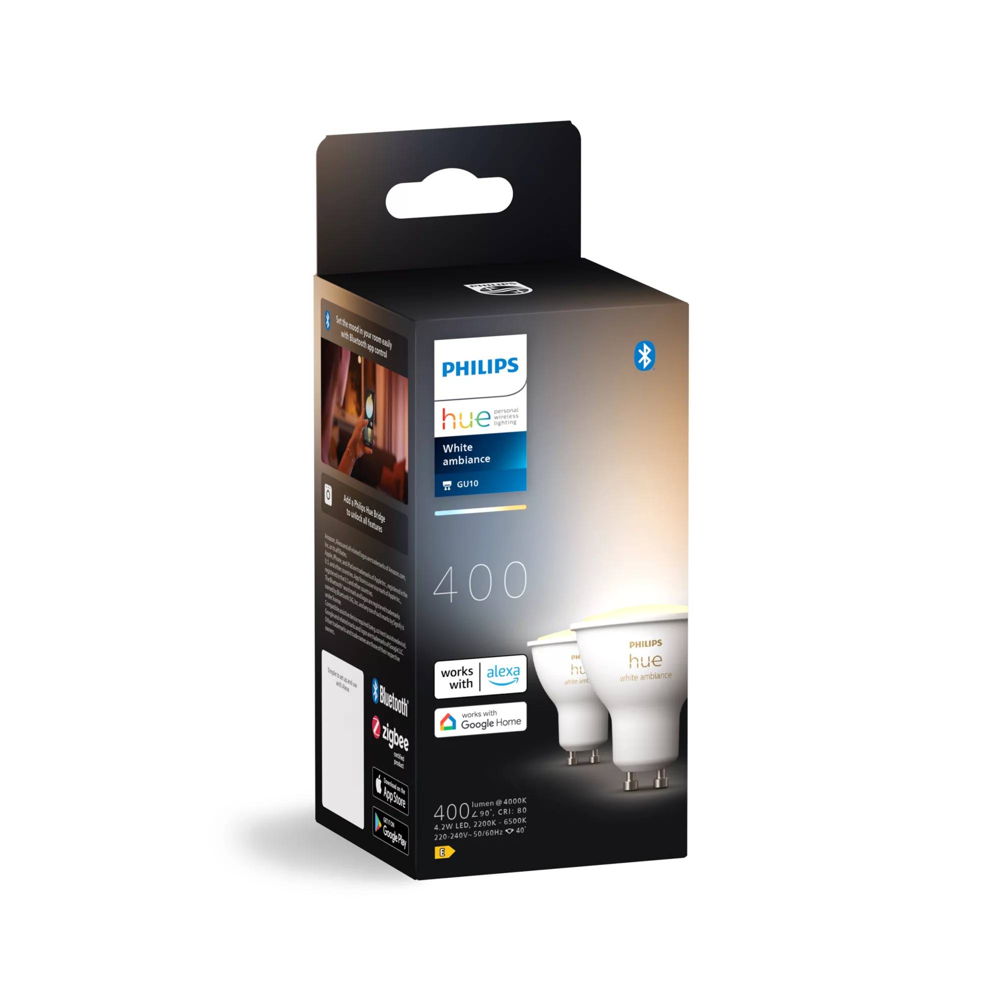Philips Hue White ambience 929003666702, Intelligentes Leuchtmittel, Bluetooth/Zigbee, Weiß, LED, GU10, GU10