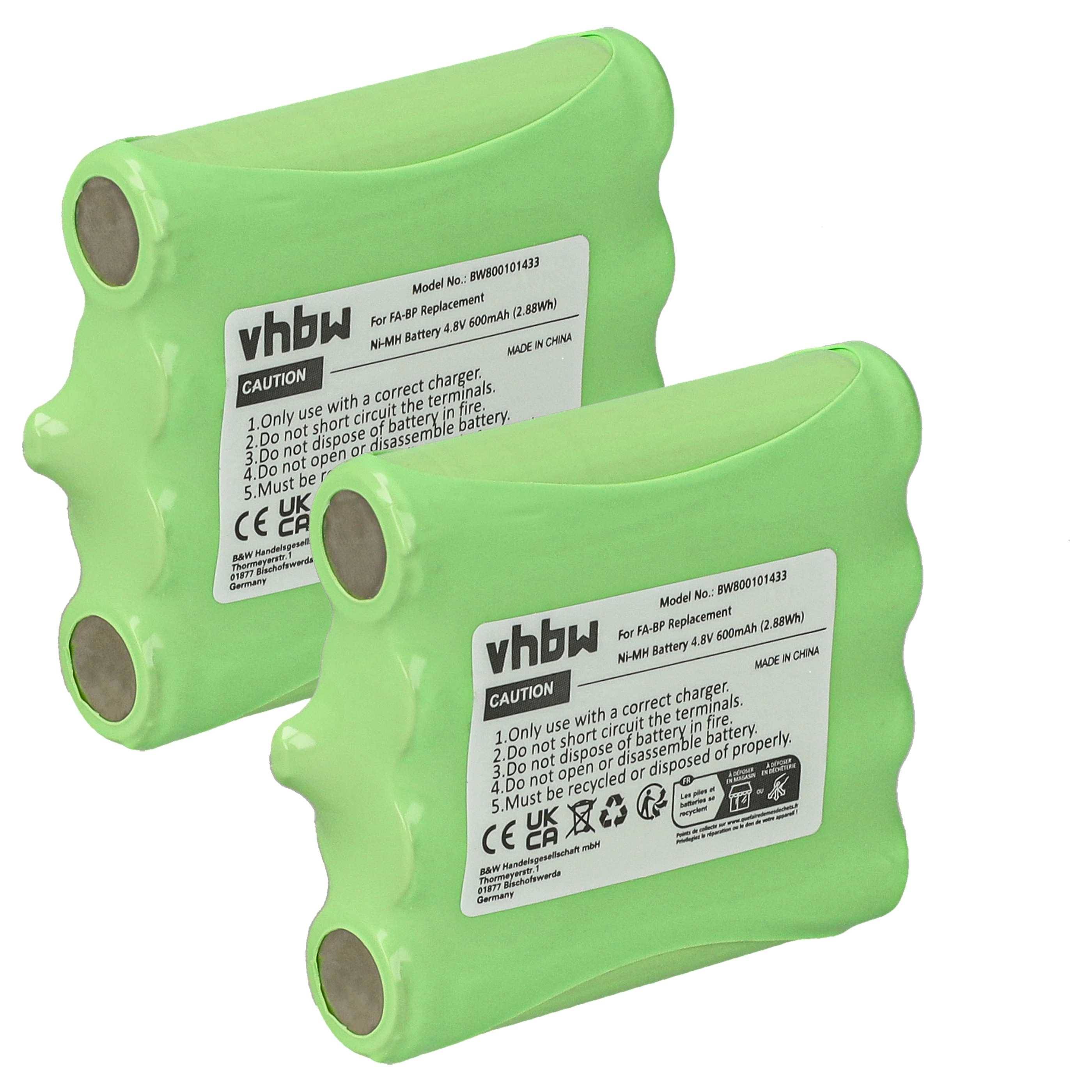 vhbw 2x Akku kompatibel mit Cobra FRS250 MICRO, FRS300, FRS305, FRS307, FRS220, FRS235, FRS250 Funkgerät, Walkie Talkie