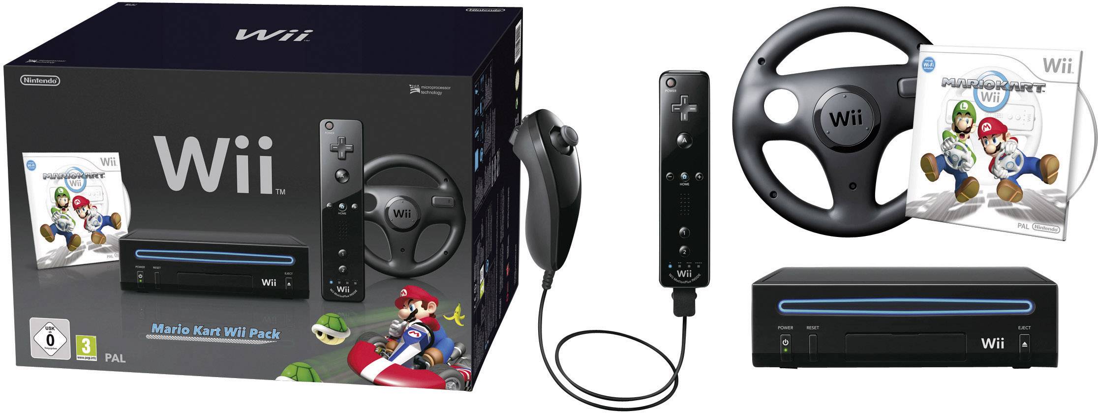 Nintendo Wii Konsole Schwarz inkl. Mario Kart