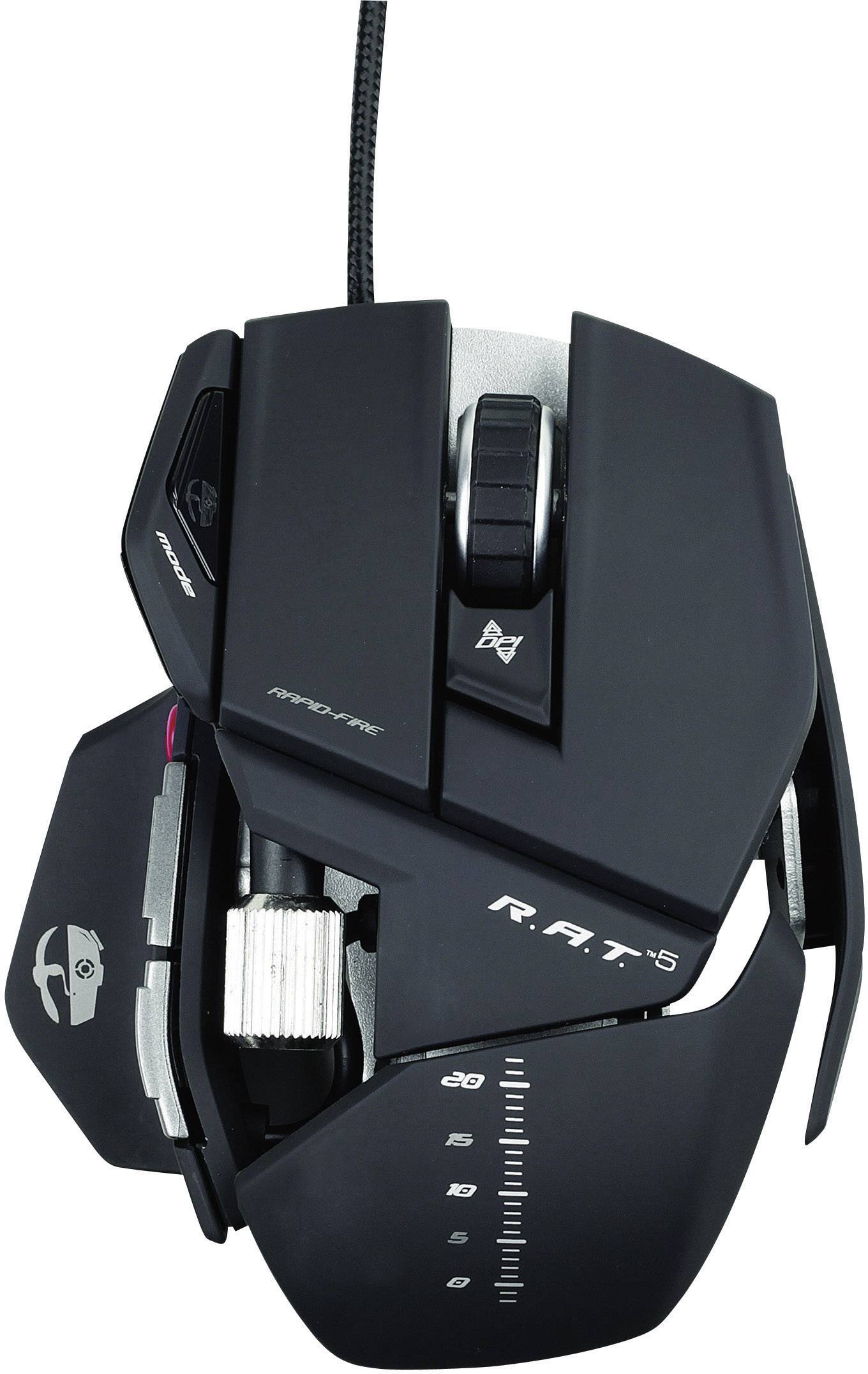 MadCatz R.A.T.5 Gaming-Maus USB Laser Schwarz 6 Tasten 5600 dpi Gewichts-Tuning, Anpassbare Länge