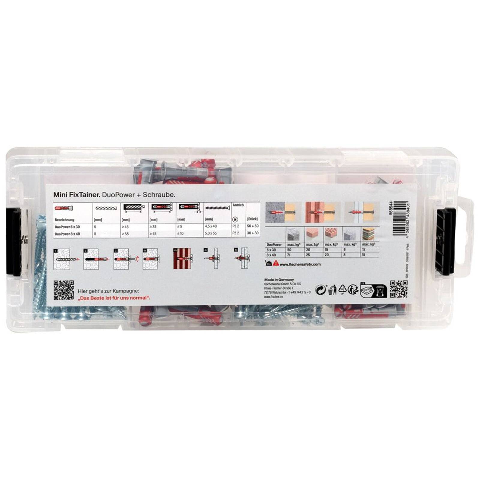 fischer 568544, Schrauben- & Dübelsatz, Autoklaven-Porenbeton, Mauerziegel, Beton, Gipsfaserplatten,