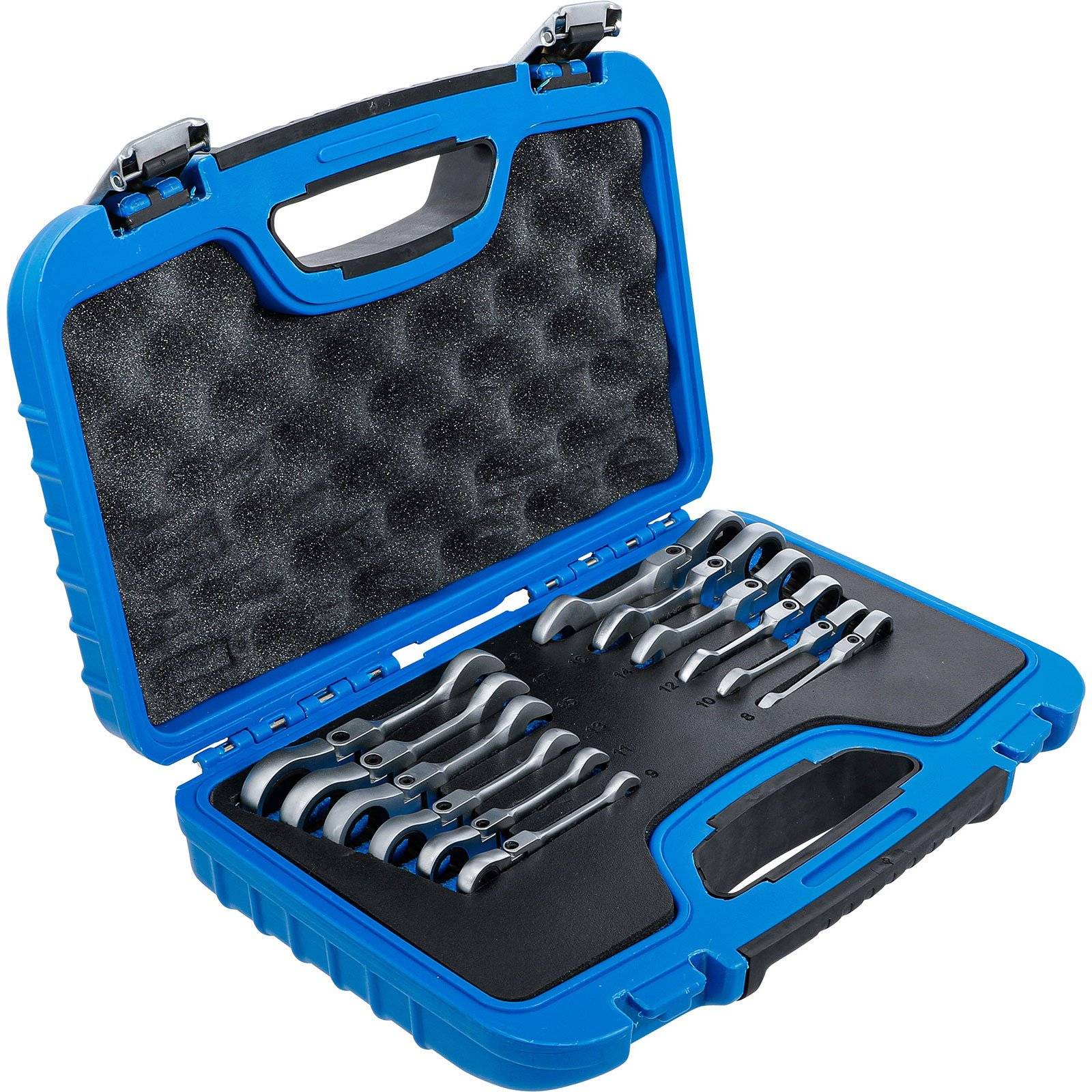 BGS 6543 Ratschenring-Maulschlüssel-Satz, kurz, ab winkelbar, SW 8 - 19 mm, 12-tlg.