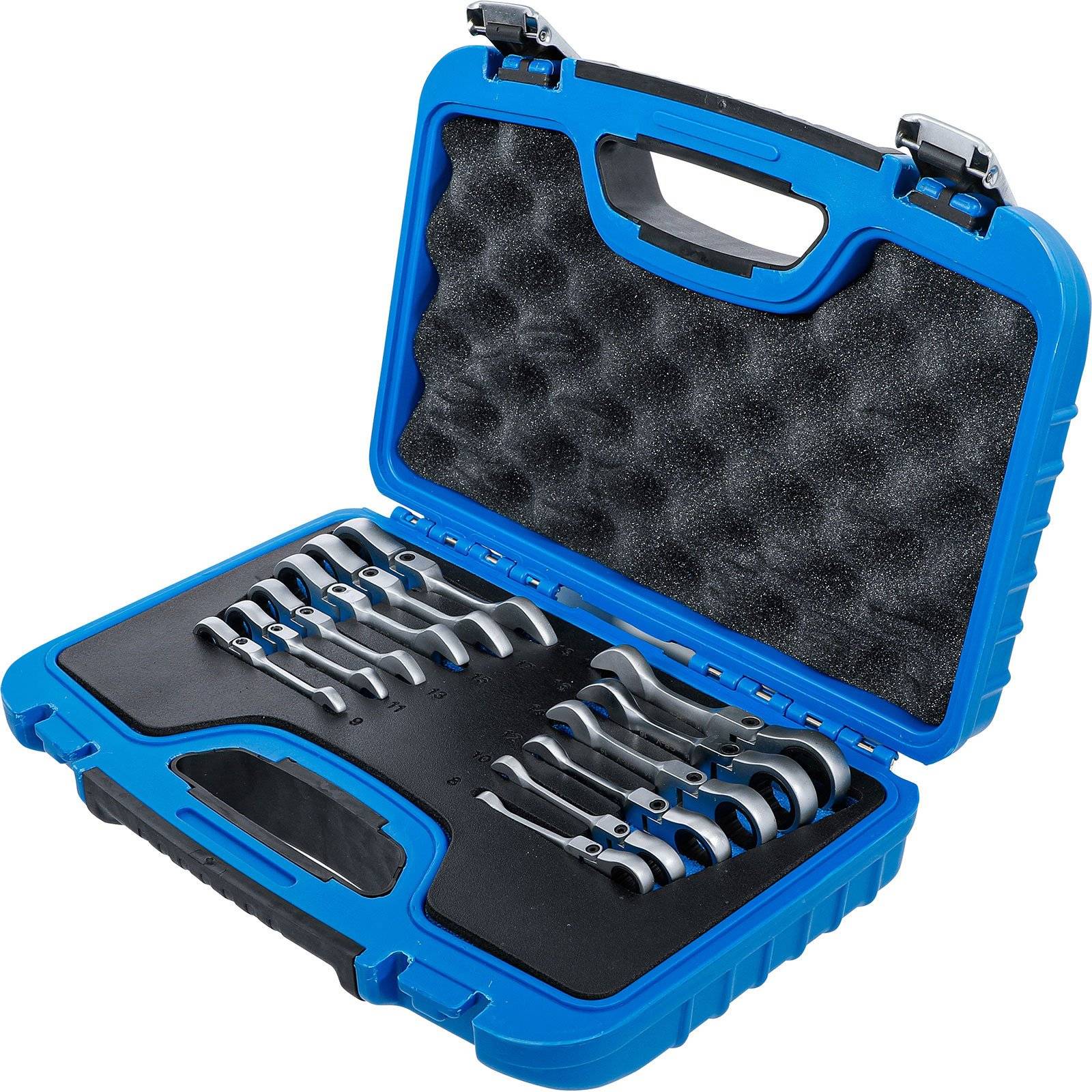 BGS 6543 Ratschenring-Maulschlüssel-Satz, kurz, ab winkelbar, SW 8 - 19 mm, 12-tlg.