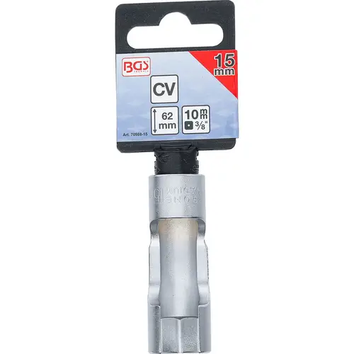 Spezial-Steckschlüssel-Einsatz, geschlitzt Antrieb Innenvierkant 10 mm (3/8") SW 15 mm Spezial-Steckschlüssel-Einsatz, geschlitzt Antrieb Innenvierkant 10 mm (3/8") SW 15 mm