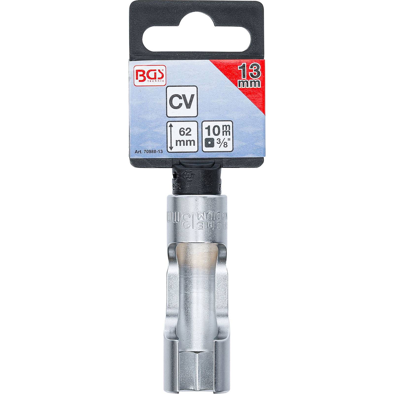 BGS 70988-13 Spezial-Steckschlüssel-Einsatz, gesch litzt, Antrieb Innenvierkant 10 mm (3/8"), SW 13 m