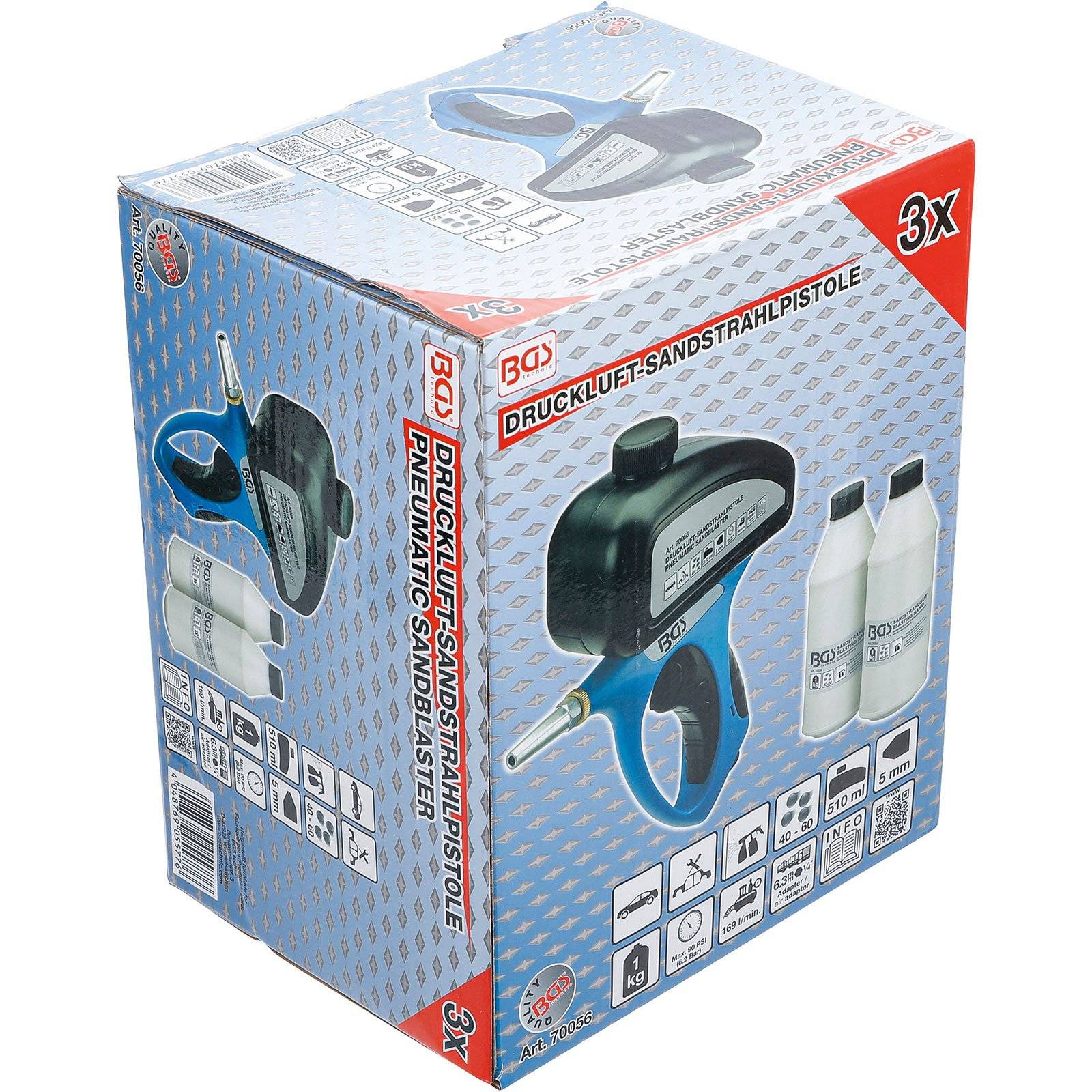 Druckluft-Sandstrahlpistole inkl. Zubehör 3-tlg.