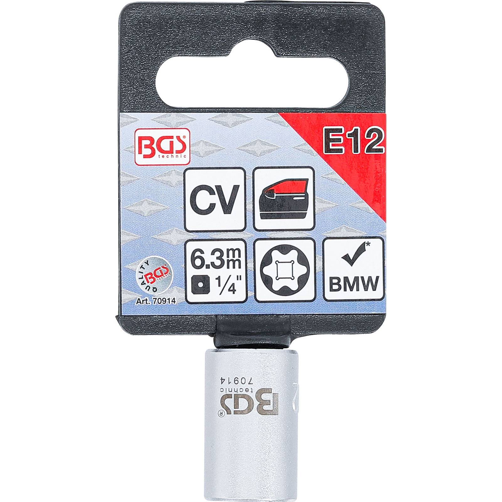 BGS 70914 Spezial-Steckschlüssel-Einsatz, E-Profil , Antrieb Innenvierkant 6,3 mm (1/4"), SW E12, für