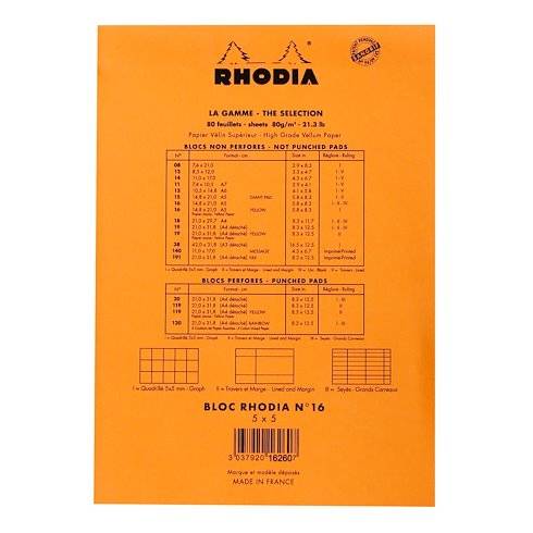 RHODIA Notizblock No. 16 Yellow, DIN A5, kariert, orange