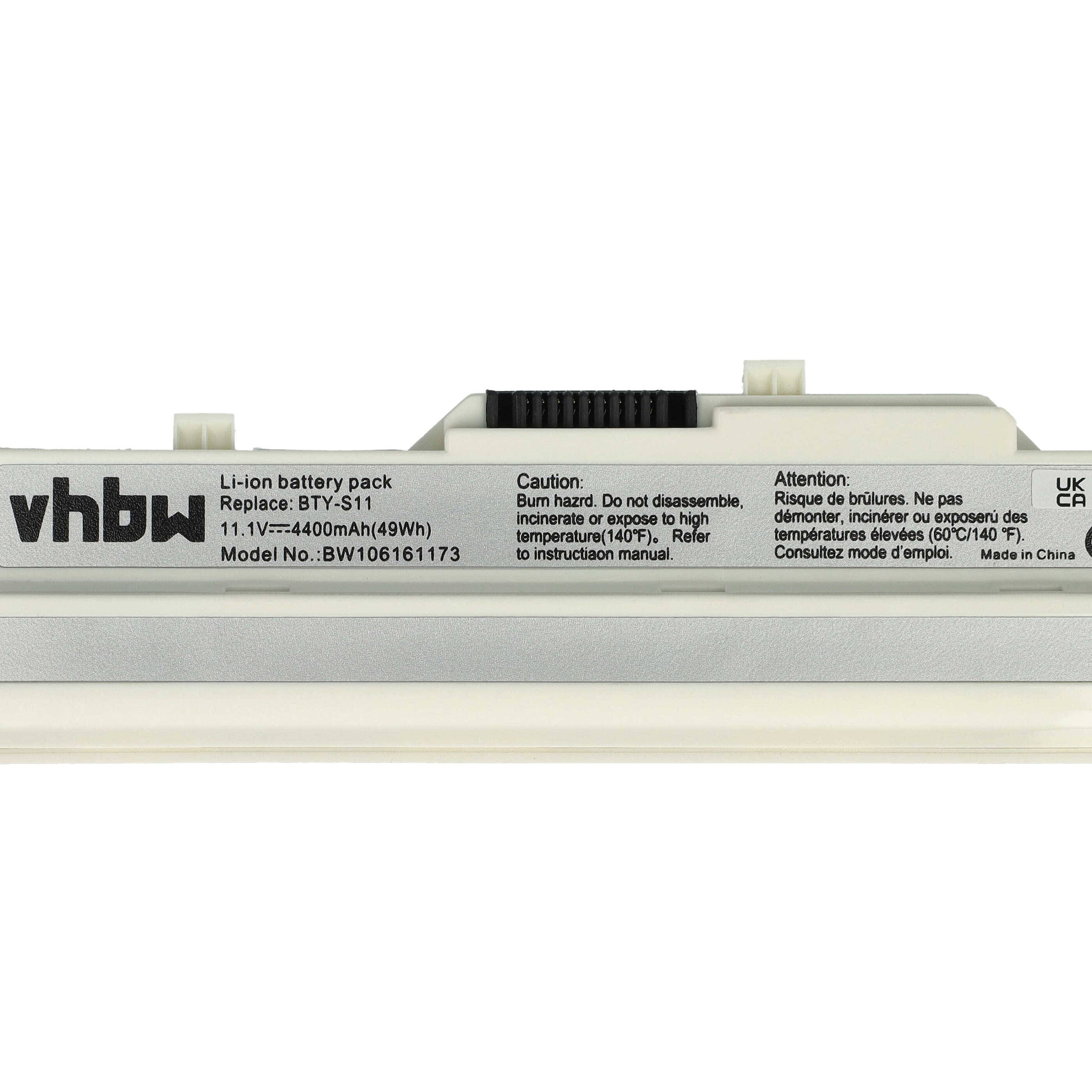 vhbw Akku Ersatz für BTY-S13, TX2-RTL8187SE für Notebook (4400 mAh, 11,1 V, Li-Ion)