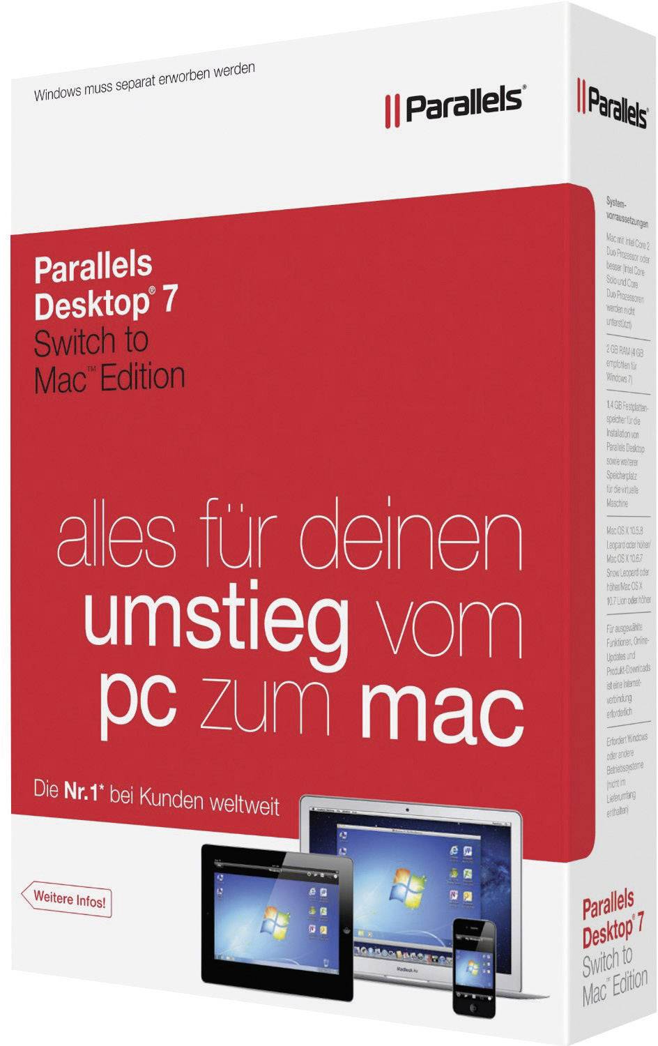 Parallels Desktop 7 Switch to Mac Edition Vollversion, 1 Lizenz