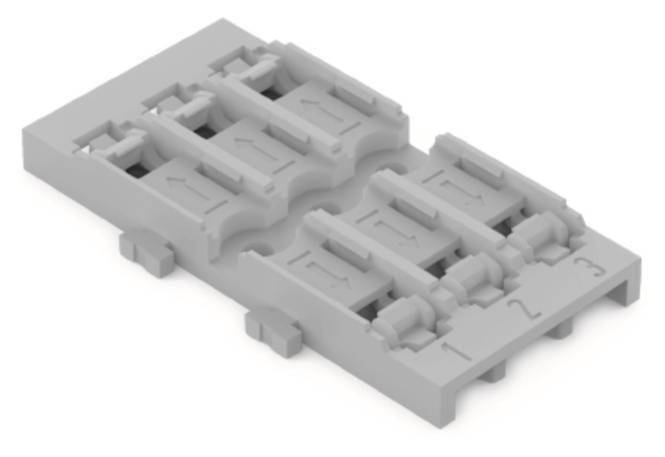Befestigungsadapter 3-fach 221-2523 für Durchgangsverbinder mit Hebel grau