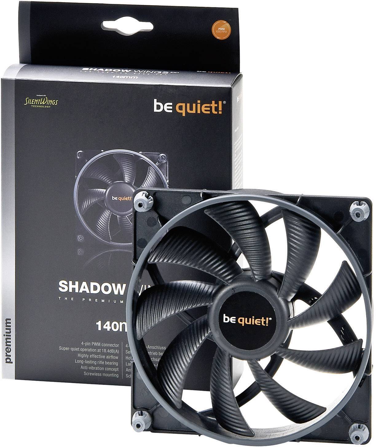 BeQuiet Shadow Wings PWM PC-Gehäuse-Lüfter Schwarz (B x H x T) 140 x 140 x 25mm