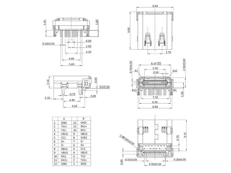 econ connect USB-3.1 C-Buchse abgewinkelt SMT/THT