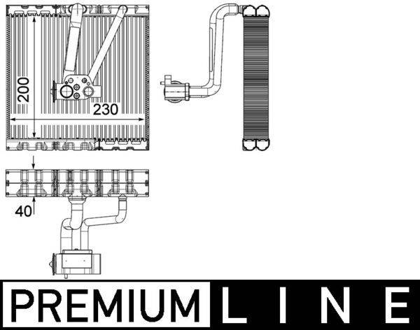 Verdampfer Klima Rohre parallel 235 mm - 231 mm MAHLE für u.a. SEAT IBIZA