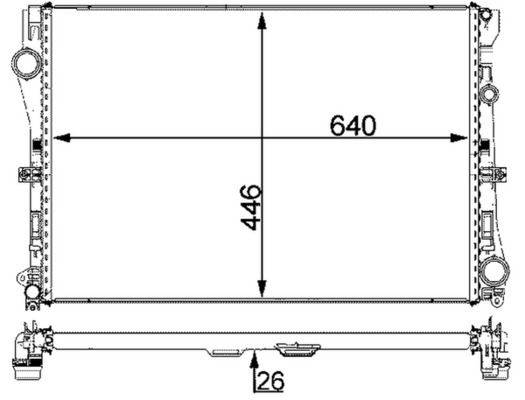 Kühler Motor Rippen gelötet 640 mm - 446 mm MAHLE für u.a. MB C-KLASSE