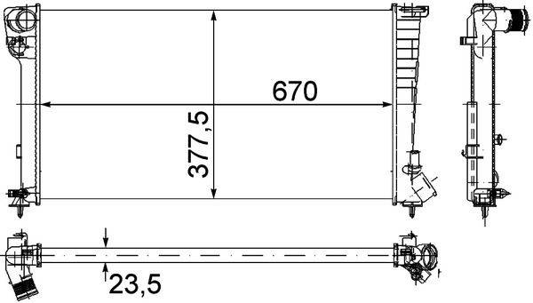 Kühler Motor Rippen mech. gefügt 670 mm - 366 mm MAHLE für u.a. PEUGEOT 306