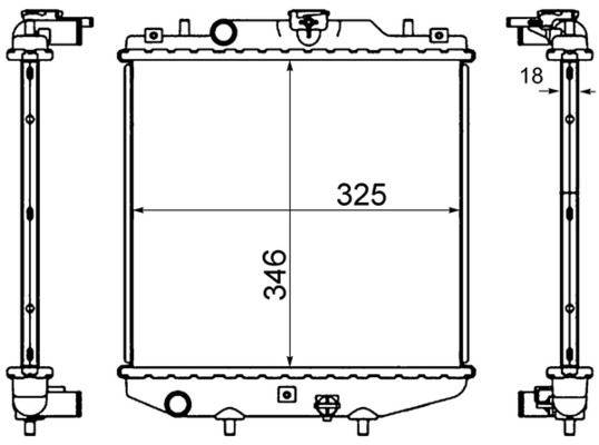 Kühler Motor Kühlrippen gelötet 325 mm - 346 mm MAHLE für u.a. DAEWOO TICO