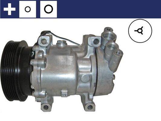 Klimakompressor 12 V Ø 125 mm MAHLE passend für u.a. RENAULT CLIO