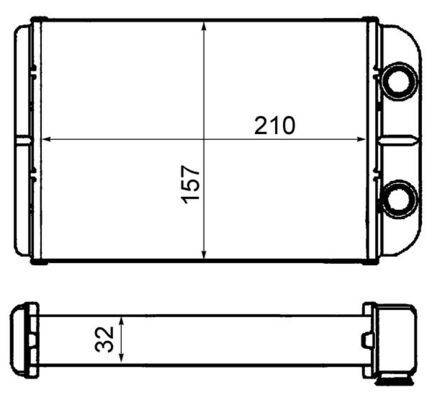 Wärmetauscher Innenraumheizung Alu 210 mm - 157 mm MAHLE für u.a. FIAT STILO