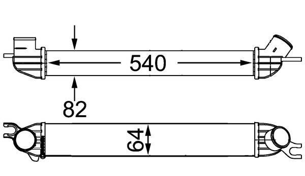Ladeluftkühler Kühlrippen gelötet Alu 540 mm - 82 mm MAHLE für u.a. MINI MINI