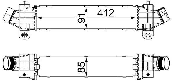 Ladeluftkühler Kühlrippen gelötet Alu 412 mm - 91 mm MAHLE für u.a. FORD MONDEO