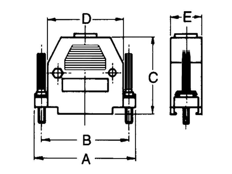 econ connect Posthaube für D-Sub Steckverbinder 15 polig mit langen Rändelschrauben metallisiert