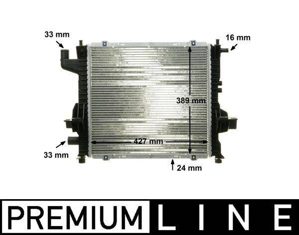 Kühler Motor Kühlrippen gelötet 430 mm - 396 mm MAHLE für u.a. RENAULT TWINGO