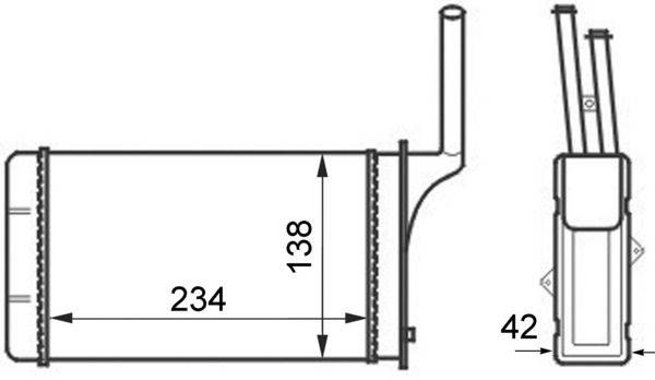 Wärmetauscher Innenraumheizung Alu 234 mm - 138 mm MAHLE für u.a. CITROËN AX